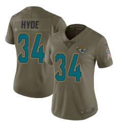 Women's Nike Jacksonville Jaguars #34 Carlos Hyde Limited Olive 2017 Salute to Service NFL Jersey
