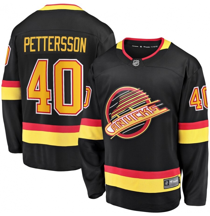 Men's Vancouver Canucks #40 Elias Pettersson Fanatics Branded Black 2019-20 Flying Skate Premier Breakaway Player Jersey