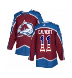 Men's Adidas Colorado Avalanche #11 Matt Calvert Authentic Burgundy Red USA Flag Fashion NHL Jersey