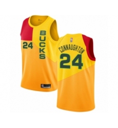 Women's Milwaukee Bucks #24 Pat Connaughton Swingman Yellow Basketball Jersey - City Edition