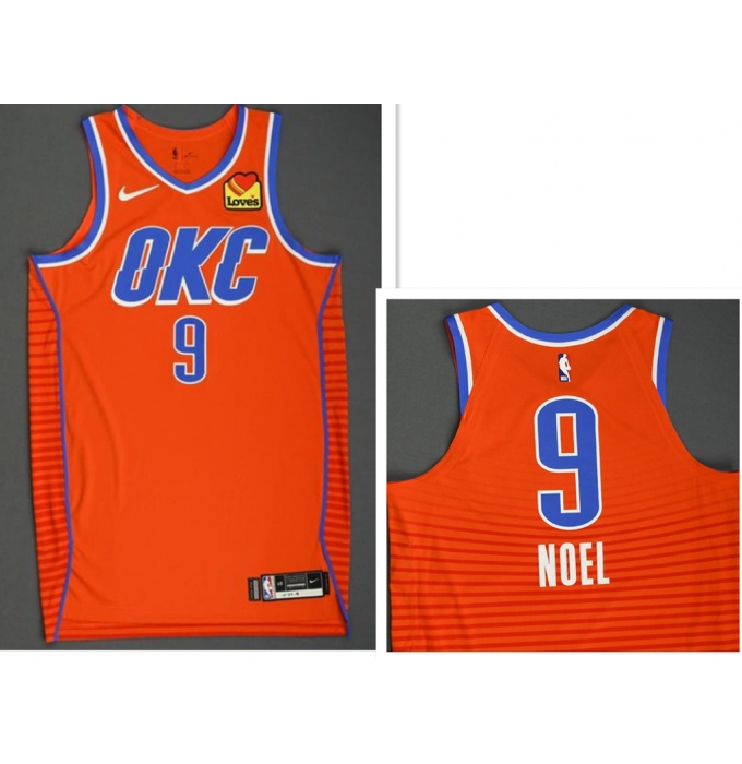 Men's Oklahoma City Thunder #9 Nerlens Noel Orange Statement Edition Stitched Basketball Jersey