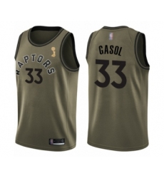 Men's Toronto Raptors #33 Marc Gasol Swingman Green Salute to Service 2019 Basketball Finals Champions Jersey