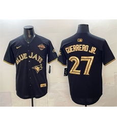 Men's Toronto Blue Jays #27 Vladimir Guerrero Jr. Black Gold 2025 American League Champions Limited Stitched Baseball Jersey