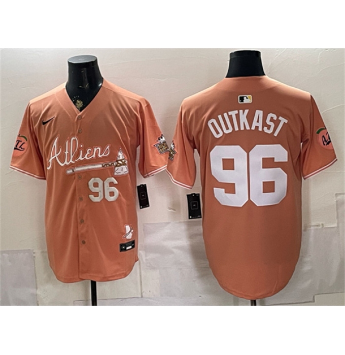 Men's Atlanta Braves #96 OutKast Peach 2024 Atliens & Peach With Outkast Vapor Limited Stitched Baseball Jersey