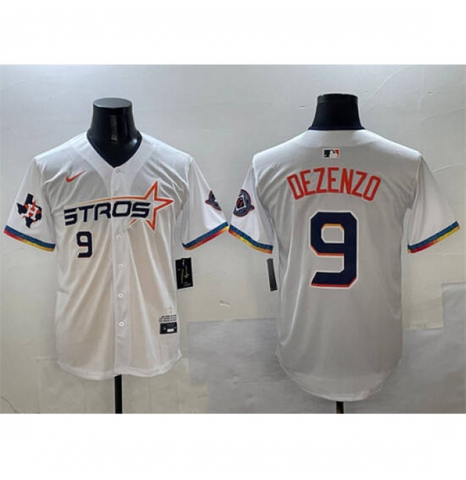 Men's Houston Astros #9 Zach Dezenzo White City Connect With Texas Limited Stitched Baseball Jersey