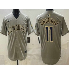 Men's Milwaukee Brewers #11 Jackson Chourio Gray Limited Jersey