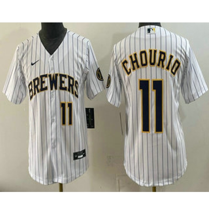 Youth Milwaukee Brewers #11 Jackson Chourio White Cool Base Stitched Jersey1