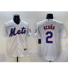 Men's New York Mets #2 Luisangel Acuna White Cool Base Stitched Baseball Jersey