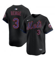 Men's New York Mets #3 Carson Benge 2026 Black Limited Stitched Baseball Jersey