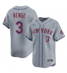 Men's New York Mets #3 Carson Benge 2026 Gray Limited Stitched Baseball Jersey