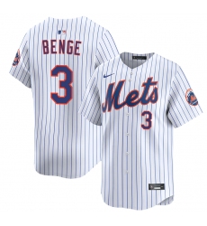 Men's New York Mets #3 Carson Benge 2026 White Home Limited Stitched Baseball Jersey