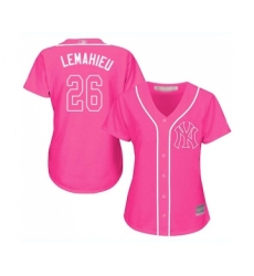 Women's New York Yankees #26 DJ LeMahieu Authentic Pink Fashion Cool Base Baseball Jersey