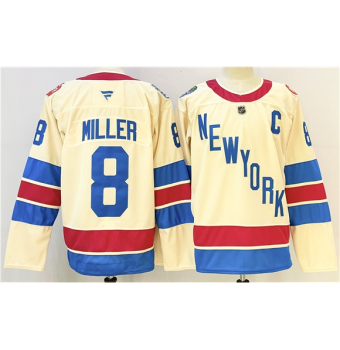 Men's New York Rangers #8 JT Miller Beige 2025-26 Winter Classic With C Stitched Hockey Jersey
