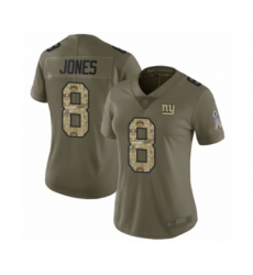 Women's New York Giants #8 Daniel Jones Limited Olive Camo 2017 Salute to Service Football Jersey
