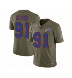 Youth Buffalo Bills #91 Ed Oliver Limited Olive 2017 Salute to Service Football Jersey