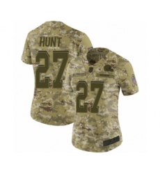 Women's Cleveland Browns #27 Kareem Hunt Limited Camo 2018 Salute to Service Football Jersey