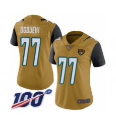 Women's Jacksonville Jaguars #77 Cedric Ogbuehi Limited Gold Rush Vapor Untouchable 100th Season Football Jersey