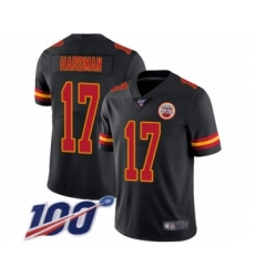 Men's Kansas City Chiefs #17 Mecole Hardman Limited Black Rush Vapor Untouchable 100th Season Football Jersey
