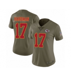 Women's Kansas City Chiefs #17 Mecole Hardman Limited Olive 2017 Salute to Service Football Jersey