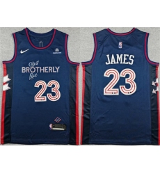Men's Philadelphia 76ers #23 LeBron James Navy 2023-24 City Edition With Stitched Jersey