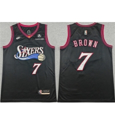 Men's Philadelphia 76ers #7 Jaylen Brown Black 2026 Classic Edition Stitched Jersey