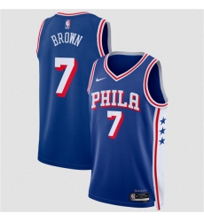 Men's Philadelphia 76ers #7 Jaylen Brown Royal 2026 Icon Edition Stitched Jersey