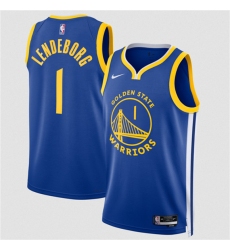 Men's Golden State Warriors #1 Yaxel Lendeborg Blue 2026 Draft Icon Edition Stitched Basketball Jersey