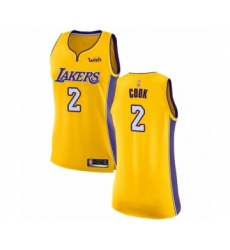 Women's Los Angeles Lakers #2 Quinn Cook Authentic Gold Basketball Jersey - Icon Edition