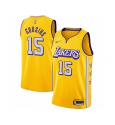 Men's Los Angeles Lakers #15 DeMarcus Cousins Swingman Gold 2019-20 City Edition Basketball Jersey