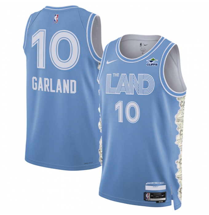 Men's Cleveland Cavaliers #10 Darius Garland Light Blue 2024-25 City Edition Stitched Jersey