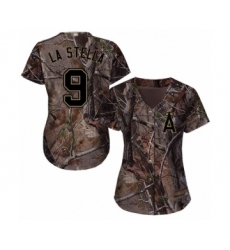 Women's Los Angeles Angels of Anaheim #9 Tommy La Stella Authentic Camo Realtree Collection Flex Base Baseball Jersey