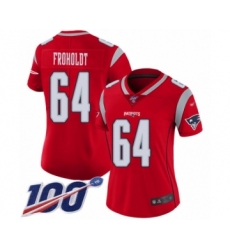 Women's New England Patriots #64 Hjalte Froholdt Limited Red Inverted Legend 100th Season Football Jersey