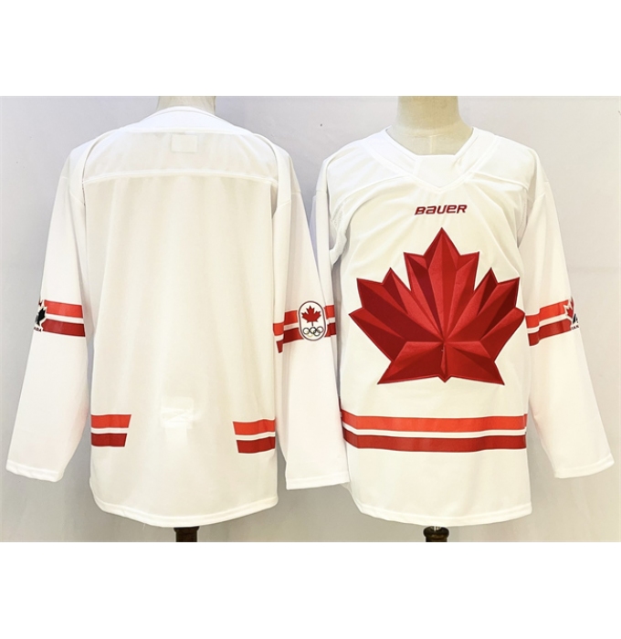 Men's Canada Hockey Blank White Stitched Jersey