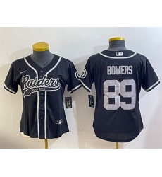 Women's Las Vegas Raiders #89 Brock Bowers Black With Cool Base Stitched Baseball Jersey(Run Small)