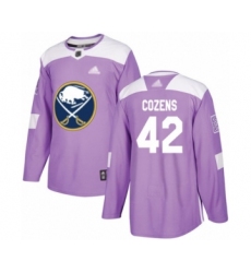 Youth Buffalo Sabres #42 Dylan Cozens Authentic Purple Fights Cancer Practice Hockey Jersey