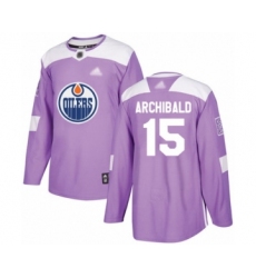 Men's Edmonton Oilers #15 Josh Archibald Authentic Purple Fights Cancer Practice Hockey Jersey