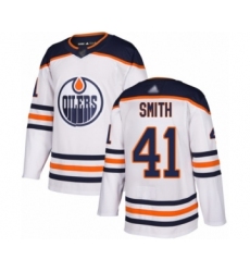 Men's Edmonton Oilers #41 Mike Smith Authentic White Away Hockey Jersey