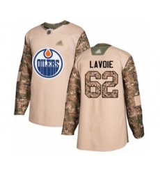 Men's Edmonton Oilers #62 Raphael Lavoie Authentic Camo Veterans Day Practice Hockey Jersey