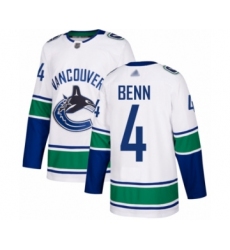 Youth Vancouver Canucks #4 Jordie Benn Authentic White Away Hockey Jersey