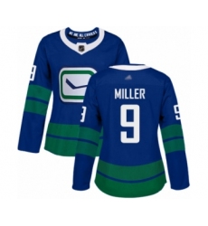 Women's Vancouver Canucks #9 J.T. Miller Authentic Royal Blue Alternate Hockey Jersey