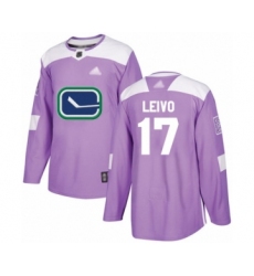 Men's Vancouver Canucks #17 Josh Leivo Authentic Purple Fights Cancer Practice Hockey Jersey