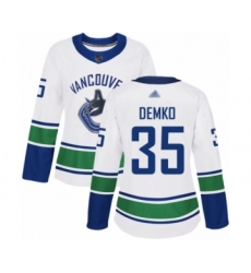 Women's Vancouver Canucks #35 Thatcher Demko Authentic White Away Hockey Jersey