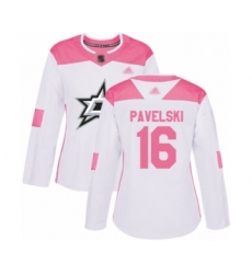 Women's Dallas Stars #16 Joe Pavelski Authentic White Pink Fashion Hockey Jersey