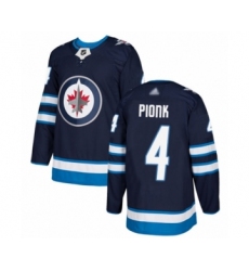 Men's Winnipeg Jets #4 Neal Pionk Authentic Navy Blue Home Hockey Jersey