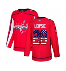Youth Washington Capitals #28 Brendan Leipsic Authentic Red USA Flag Fashion Hockey Jersey
