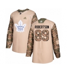 Men's Toronto Maple Leafs #89 Nicholas Robertson Authentic Camo Veterans Day Practice Hockey Jersey