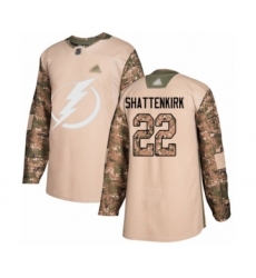 Men's Tampa Bay Lightning #22 Kevin Shattenkirk Authentic Camo Veterans Day Practice Hockey Jersey