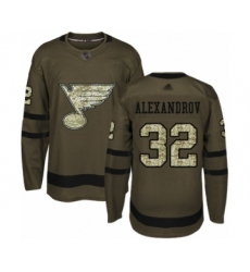 Men's St. Louis Blues #32 Nikita Alexandrov Authentic Green Salute to Service Hockey Jersey