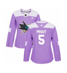 Women's San Jose Sharks #5 Dalton Prout Authentic Purple Fights Cancer Practice Hockey Jersey