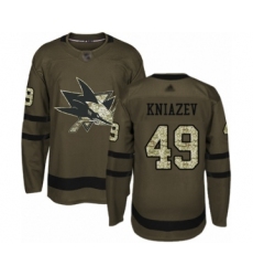 Men's San Jose Sharks #49 Artemi Kniazev Authentic Green Salute to Service Hockey Jersey